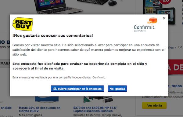 Best Buy Survey in Spanish