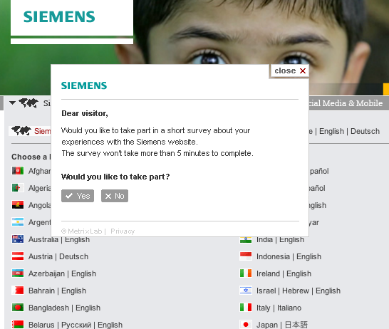 Siemens web survey