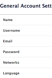 facebook acount settings