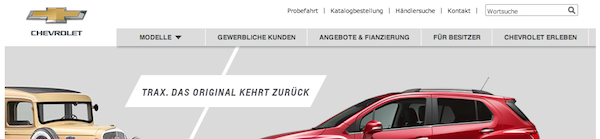 Chevrolet Germany home page