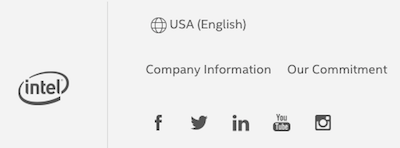 Intel global gateway in the footer
