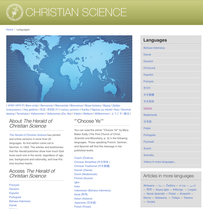 Christian Science home page